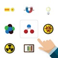 Flat Icon Knowledge Set Of Irradiation, Danger, Lightbulb And Other Vector Objects. Also Includes Bulb, Proton, Hazard