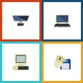 Flat Icon Laptop Set Of Computer Mouse, PC, Notebook And Other Vector Objects. Also Includes Mouse, Personal, Computer Royalty Free Stock Photo