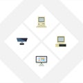 Flat Icon Laptop Set Of Computing, Computer, Display And Other Vector Objects. Also Includes Screen, Retro, Computer Royalty Free Stock Photo