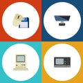 Flat Icon Laptop Set Of Computing, Computer Mouse, PC And Other Vector Objects. Also Includes Retro, Mouse, Computer Royalty Free Stock Photo