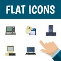 Flat Icon Laptop Set Of Technology, Notebook, Processor And Other Vector Objects. Also Includes Processor, Computer Royalty Free Stock Photo