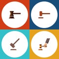 Flat Icon Lawyer Set Of Tribunal, Government Building, Defense And Other Vector Objects. Also Includes Crime, Hammer Royalty Free Stock Photo