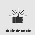 Flat icon like for social networks in the form of a hand with a thumb up on
