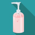 Flat Icon liquid soap. Isolated on blue background with long shadow. Royalty Free Stock Photo