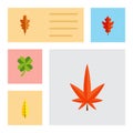 Flat Icon Maple Set Of Leafage, Frond, Aspen And Other Vector Objects. Also Includes Aspen, Foliage, Alder Elements.