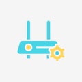 Flat Icon modem internet setting gear symbol.
