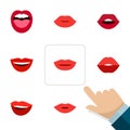 Flat Icon Mouth Set Of Pomade, Tongue, Mouth And Other Vector Objects. Also Includes Tongue, Rouge, Teeth Elements. Royalty Free Stock Photo