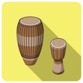 Flat icon, musical instrument drum. Royalty Free Stock Photo