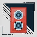 Flat icon  musical speakers, closeup Royalty Free Stock Photo