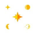 Flat Icon Night Set Of Lunar, Nighttime, Moon And Other Vector Objects. Also Includes Nighttime, Sky, Asterisk Elements. Royalty Free Stock Photo