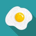 Flat Icon Omelette. Isolated on blue background with long shadow.