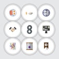 Flat Icon Oneday Set Of Bureau, Clock, Lunch And Other Vector Objects. Also Includes Food, Time, Partnership Elements.