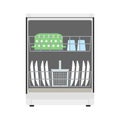 Flat icon opened dishwasher Royalty Free Stock Photo