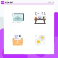 Flat Icon Pack of 4 Universal Symbols of audio, monitor, sequence, interior, data
