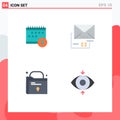 Flat Icon Pack of 4 Universal Symbols of calendar, mail, money, attachment, file Royalty Free Stock Photo