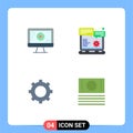 4 Thematic Vector Flat Icons and Editable Symbols of computer, setting, music, gear, cash