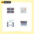 Flat Icon Pack of 4 Universal Symbols of computer, shopping, controls, mobile, synth