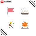 Flat Icon Pack of 4 Universal Symbols of country, stick fire, breakfast, fire, thanks