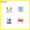 Flat Icon Pack of 4 Universal Symbols of forest, help, all, year, service