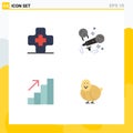 Flat Icon Pack of 4 Universal Symbols of hospital, growth, karaoke, singing, easter
