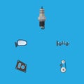 Flat Icon Parts Set Of Auto Component, Steels Shafts, Spare Parts And Other Vector Objects. Also Includes Car, Shafts