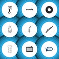 Flat Icon Parts Set Of Input Technology, Cambelt, Packing And Other Vector Objects. Also Includes Wing, Wheel, Cambelt