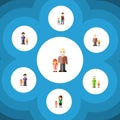 Flat Icon People Set Of Grandson, Grandpa, Grandma Vector Objects. Also Includes Men, Brother, Grandma Elements. Royalty Free Stock Photo