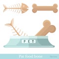 Flat icon pet food bon for dog and fish bone for cat Royalty Free Stock Photo