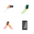 Flat Icon Phone Set Of Interactive Display, Keep Phone, Smartphone And Other Vector Objects. Also Includes Phone Royalty Free Stock Photo