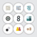Flat Icon Play Set Of People, Chequer, Lottery And Other Vector Objects. Also Includes Tic, Table, Games Elements. Royalty Free Stock Photo