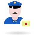 Flat icon postman with mail symbol and shadow