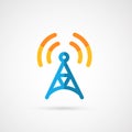 Flat icon of radio tower. Royalty Free Stock Photo