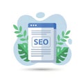 Flat Icon Representing SEO Optimization and Digital Marketing Strategy with Leaf Accents Flat style 2D Illustration Royalty Free Stock Photo