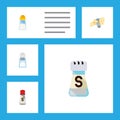 Flat Icon Salt Set Of Sodium, Saltshaker, Spicy And Other Vector Objects. Also Includes Condiment, Pour, Saltshaker