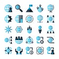 Flat icon set business globalization, company social network