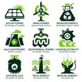 Flat icon set for eco friendly alternative energy sources Royalty Free Stock Photo