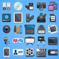 Flat icon set foto video. Vector