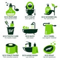 Flat icon set for green eco bathroom Royalty Free Stock Photo