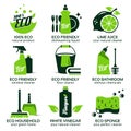 Flat icon set for green eco cleaning Royalty Free Stock Photo