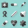 Flat icon set. Medical. White style