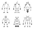 Flat icon set of modern modern robots. Future mechanical robots.