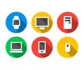 Flat icon set of technology devices