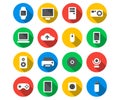 Flat icon set of technology devices