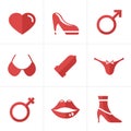 Flat icon Sex And XXX Icons Set