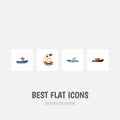 Flat Icon Ship Set Of Sailboat, Transport, Vessel And Other Vector Objects. Also Includes Vessel, Tanker, Yacht Elements Royalty Free Stock Photo