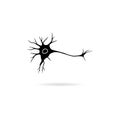 Flat Icon Silhouette Neuron Cell On White Background