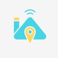Flat Icon smart home with pin location gps. Royalty Free Stock Photo