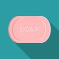 Flat Icon soap. Isolated on blue background with long shadow. Royalty Free Stock Photo