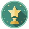 a flat icon of a star on top of a trophy Royalty Free Stock Photo