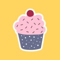 Flat icon sticker fruit muffin